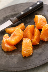 prepared blood orange segments