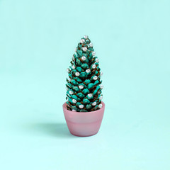 Homemade Christmas tree made of spruce cones