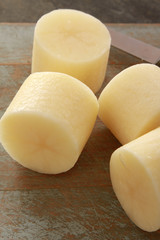 preparing fresh potatoes