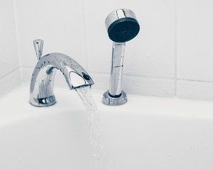 faucet and shower in a bathroom