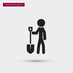 Farmer with shovel icon. Simple gardening element illustration. Vector symbol design from agriculture collection. Can be used in web and mobile.