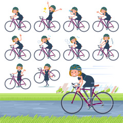 flat type Bob hair black dress women_road bike