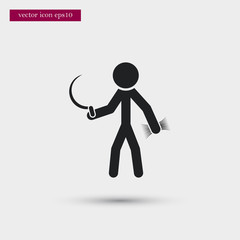 Farmer with sickle icon. Simple gardening element illustration. Vector symbol design from agriculture collection. Can be used in web and mobile.