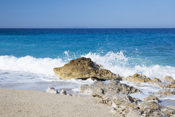 Aerial view of sea waves and fantastic rocky coast,Albania wakacje