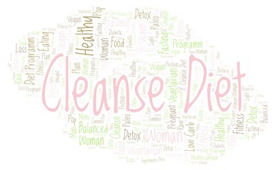 Obraz premium Word cloud with text Cleanse Diet on a white background.