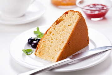 Slice Of Vanilla Cake With Jam