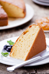 Slice Of Vanilla Cake With Orange Jam