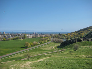 View of Holyrood Park with green spaces