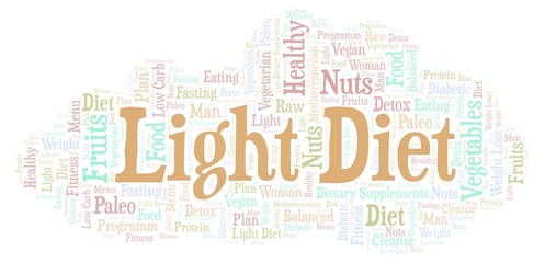Obraz premium Word cloud with text Light Diet on a white background.