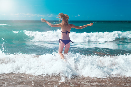 beautiful girl bathing