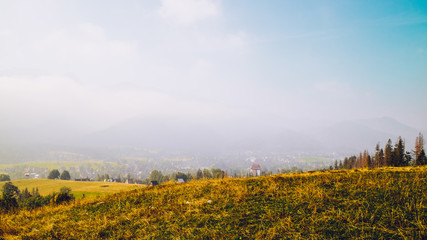 The Tatra National Park is located in southern Poland, Zakopane. Mountain view, Tatra Mountains.