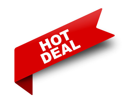 red vector banner ribbon hot deal