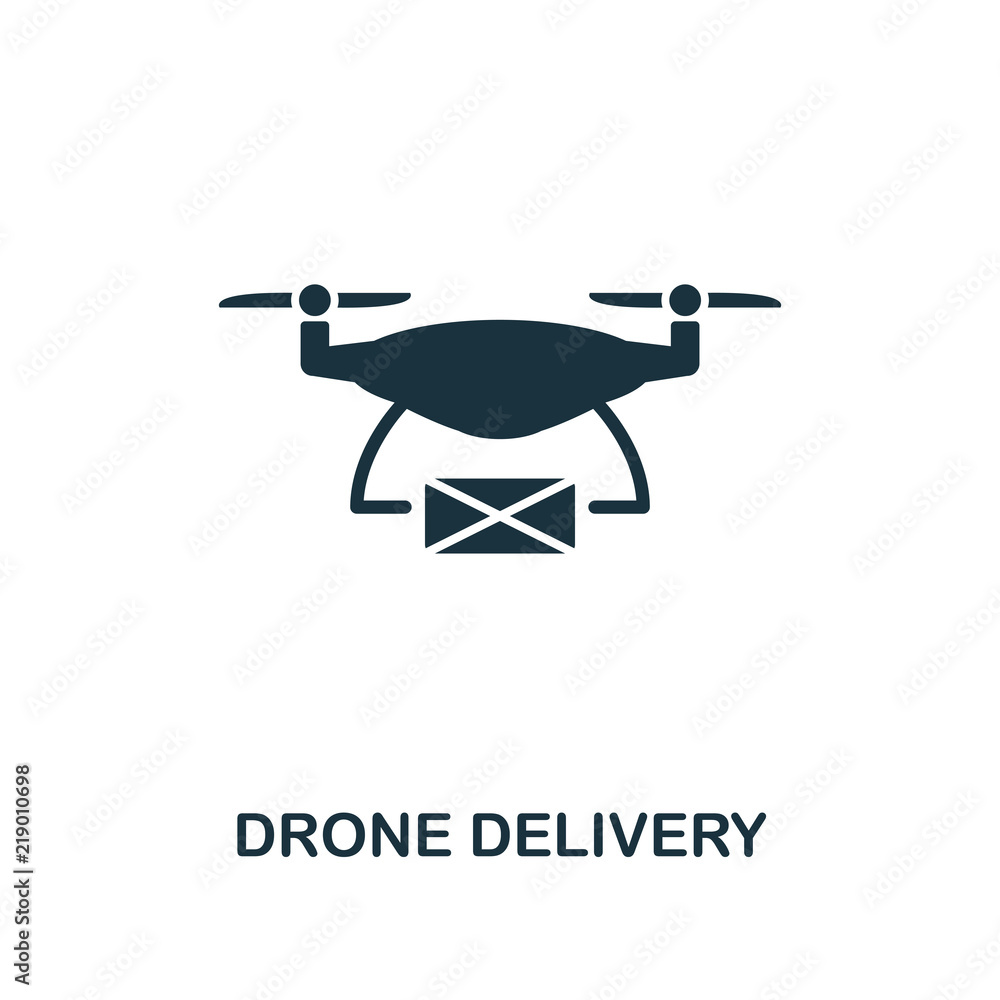 Poster drone delivery icon. monochrome style icon design from smart devices icon collection. ui. illustrati