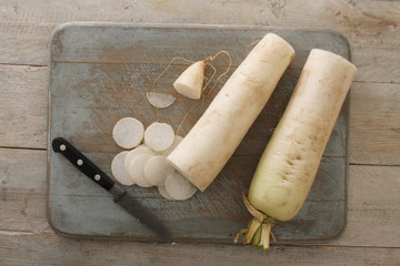 preparing fresh white raddish