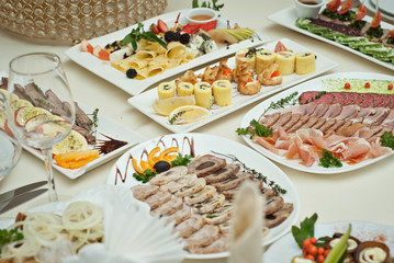 delicious dishes on the table in the restaurant