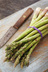 preparing fresh asparagus spears