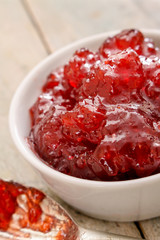 fresh strawberry jam in dish