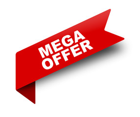 red vector banner ribbon mega offer