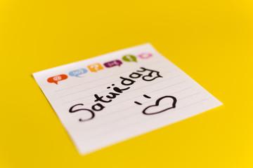 inscription in black marker Saturday