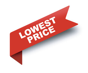 red vector banner ribbon lowest price