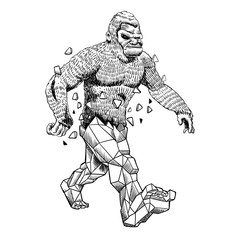 Bigfoot crystal cartoon illustration