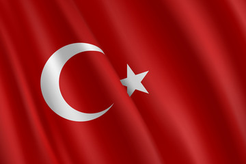 Turkey flag. Realistic satin texture