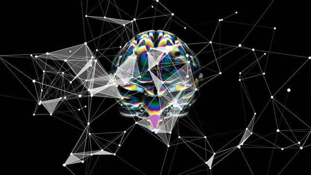 Network operation. Connection of objects in consciousness. Interrelation. Rotating brain. Holographic foil. Seamless loop.