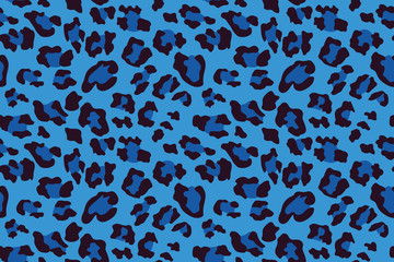 Blue leopard seamless pattern . Animal print. Vector background