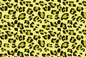 Yellow leopard seamless pattern. Animal print. Vector background.