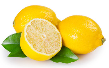 Fresh lemon on white background