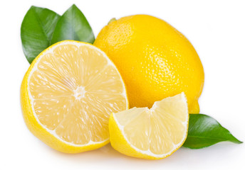 Fresh lemon on white background