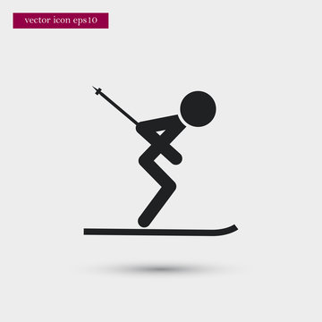 Skier icon. Simple sportsman element illustration. Ski symbol design from sport collection. Can be used in web and mobile.