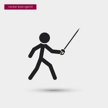 Fencer icon. Simple sportsman element illustration. Fencing symbol design from sport collection. Can be used in web and mobile.