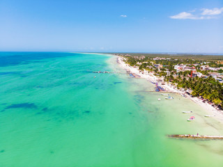 Aerial view of sunny Isla Holbox,  Mexico