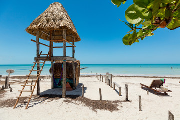 Tropical beach setting on Isla Holbox, Mexico