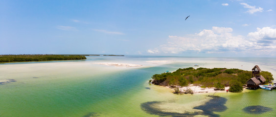 Aerial view of Isla de la Pasion on the island of Isla Holbox