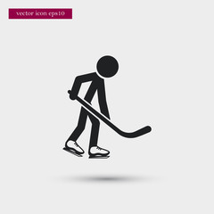 Hockey player icon. Simple game element illustration. Athletic symbol design from sport collection. Can be used in web and mobile.