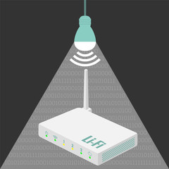 Concept of li-fi wireless internet technology
