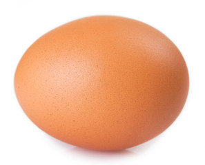 Raw egg on white background