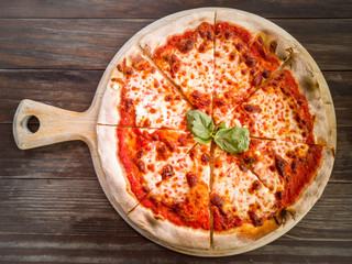 Margherita  Pizza on wooden pizza board