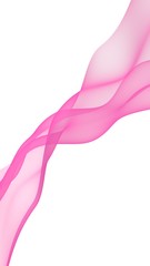 Abstract pink wave. Bright pink ribbon on white background. Pink scarf. Abstract smoke. Raster air background. Vertical image orientation. 3D illustration