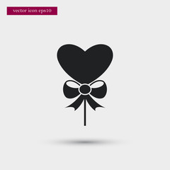 Heart with bow icon. Simple romance element illustration. Valentine symbol design from love collection. Can be used in web and mobile.