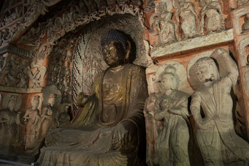 Buddha Figur in den Höhlen von Datong, China