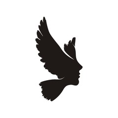 Силуэт девушки и крылья