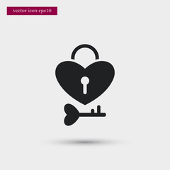 Heart with key icon. Simple romance element illustration. Valentine symbol design from love collection. Can be used in web and mobile.