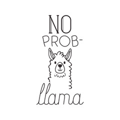 llama animal with messsage hand made font vector illustration design