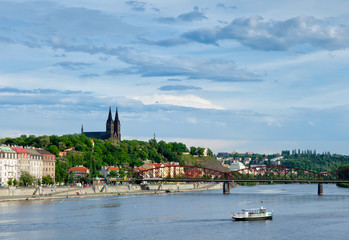 Obraz premium A view of the Vltava River in Prague from Visehrad, Czech Republic