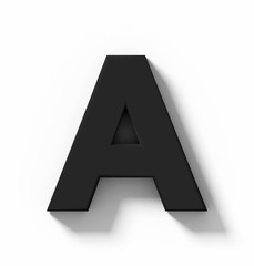 letter A 3D white isolated on white with shadow - orthogonal projection