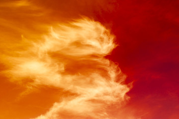 Abstract red sky with clouds