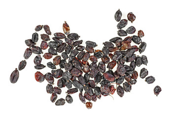Dried barberry berries on white background